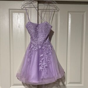 Lavender Lace Prom Dress